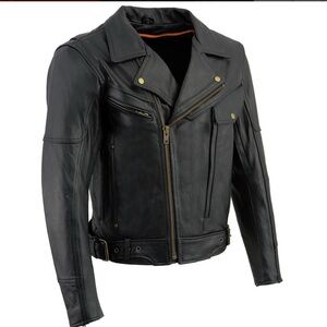 Milwaukee‎ Leather LKM1770 Thick Leather Motorcycle Jacket Brando Biker Medium